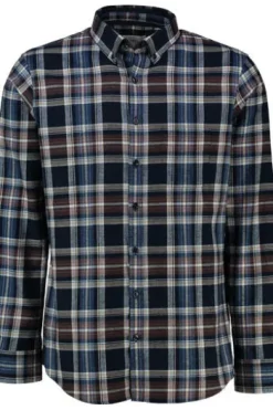 BRAX Light Flanell Hemd Daniel blau/braun kariert Modern Fit Langarm Button-Down