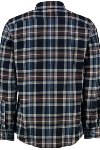 BRAX Light Flanell Hemd Daniel blau/braun kariert Modern Fit Langarm Button-Down