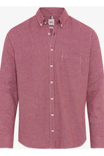BRAX Light Flanell Hemd Daniel red wine kariert Modern Fit