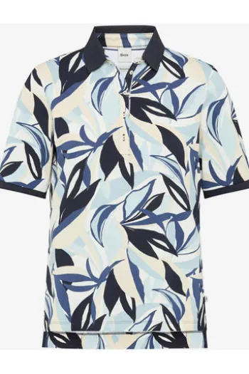 BRAX Polo-Shirt Cleo navy gemustert in Piqué-Qualität
