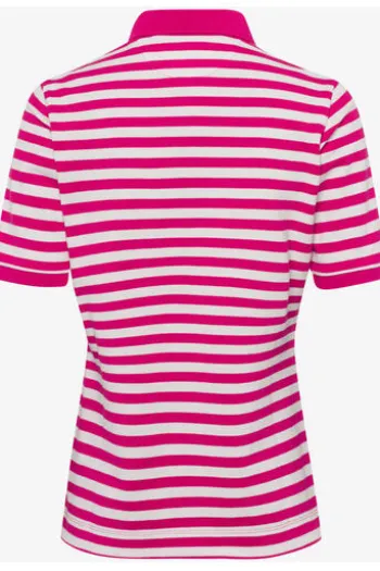 BRAX Polo-Shirt Cleo rasperry gestreift in Piqué-Qualität