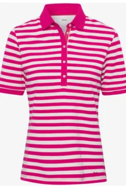 BRAX Polo-Shirt Cleo rasperry gestreift in Piqué-Qualität