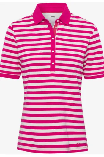 BRAX Polo-Shirt Cleo rasperry gestreift in Piqué-Qualität
