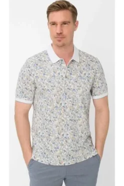 BRAX Polo-Shirt white gemustert