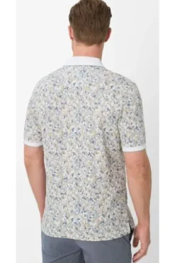 BRAX Polo-Shirt white gemustert