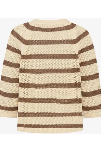 BRAX Pullover Nala mocha brown gestreift 3/4-Arm
