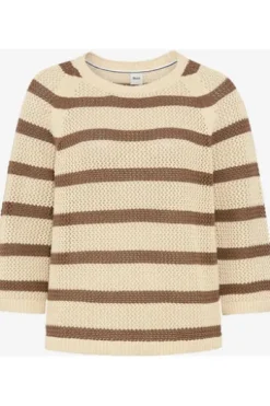 BRAX Pullover Nala mocha brown gestreift 3/4-Arm