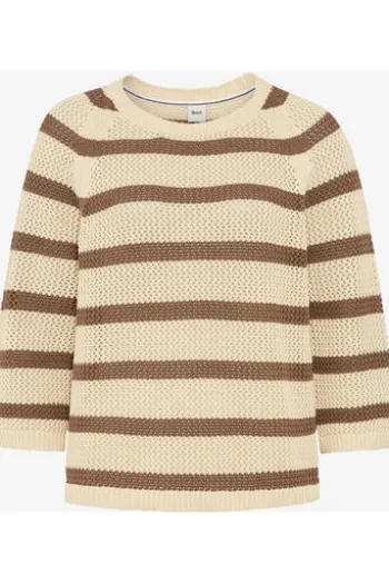 BRAX Pullover Nala mocha brown gestreift 3/4-Arm