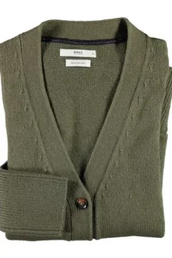 BRAX Strickjacke Alicia khaki in softer Baumwoll-Mixqualität
