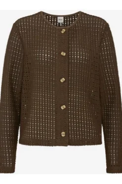 BRAX Strickjacke Brenda Crochet-Optik Jersey dark ebony
