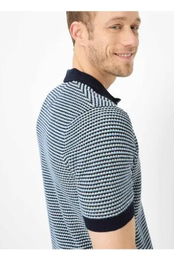 BRAX Strickpolo Pascal navy gemustert