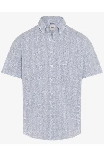 BRAX Ultra light Hemd Dan cove gemustert Modern Fit Kurzarm