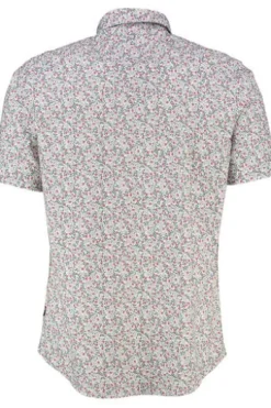 BRAX Ultra light Hemd Dan magenta geblümt Modern Fit Kurzarm