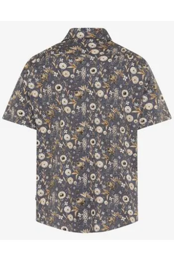 BRAX Ultra light Hemd Hardy beach geblümt Modern Fit Kurzarm
