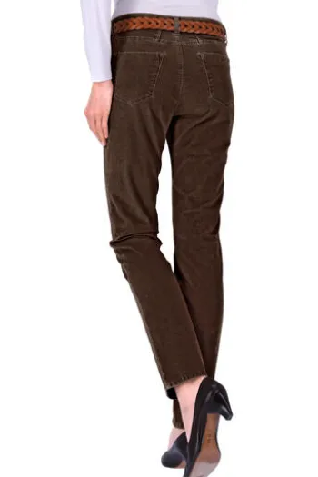 BRAX Velvet-Hose Carola braun Feminine Fit in Struktursamt- Optik