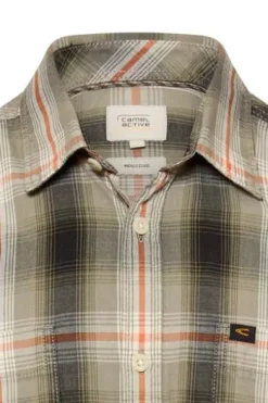 camel active Hemd burned Orange kariert Regular Fit Langarm