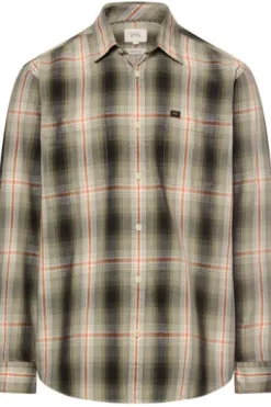 camel active Hemd burned Orange kariert Regular Fit Langarm