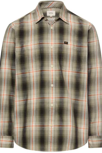 camel active Hemd burned Orange kariert Regular Fit Langarm