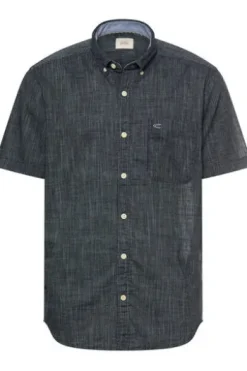 camel active Hemd dark navy gestreift Regular Fit Kurzarm