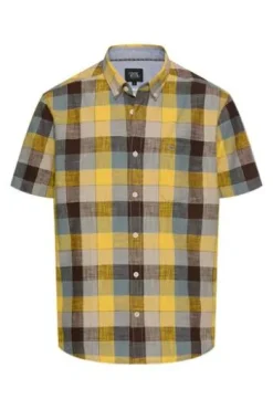 camel active Karo Hemd sun yellow kariert Regular Fit Kurzarm
