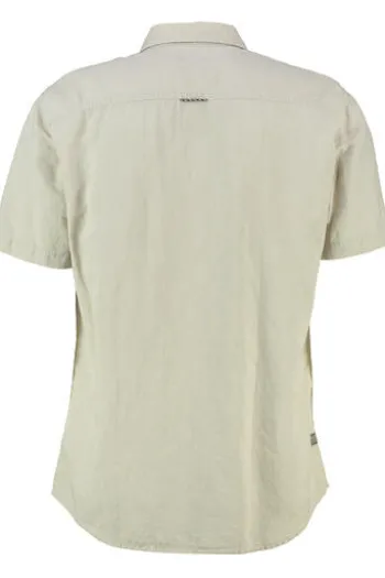 camel active Leinen Hemd beige Regular Fit Kurzarm