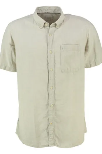 camel active Leinen Hemd beige Regular Fit Kurzarm