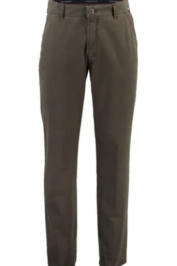 CLUB OF COMFORT High Stretch Baumwoll-Hose oliv Garvey Flat-Front