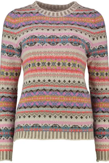 ERIBE Pullover coral im Fair-Isle Strickmuster