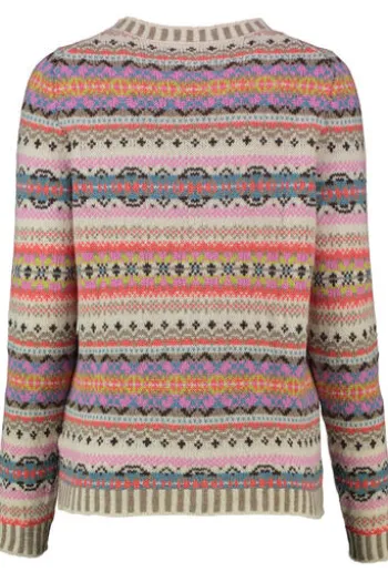 ERIBE Pullover coral im Fair-Isle Strickmuster