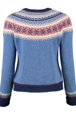 ERIBE Strickjacke Alpine blue morning gemustert im Fair-Isle Strickmuster