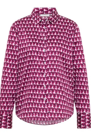 ETERNA Bluse aubergine gemustert Langarm