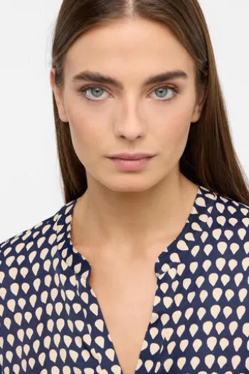 ETERNA Bluse marine langarm in leichtfließender Qualität , Bluse fällt groß aus !!!