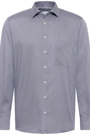 ETERNA Hemd anthrazit gemustert Comfort Fit Langarm