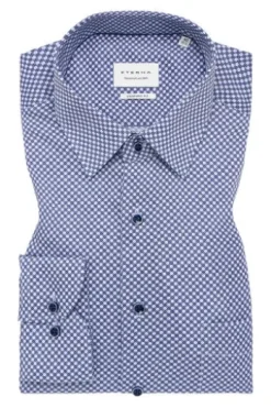 ETERNA Hemd blau gepunktet Comfort Fit Langarm