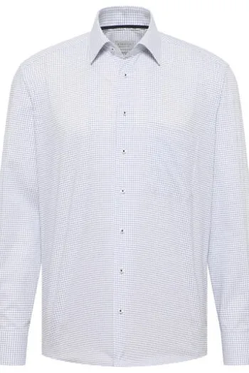 ETERNA Hemd blau kariert Comfort Fit Langarm