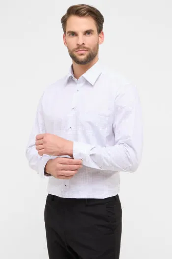 ETERNA Hemd grau kariert Comfort Fit Langarm