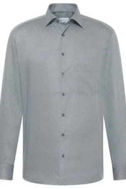 ETERNA Hemd grün gemustert Comfort Fit Langarm