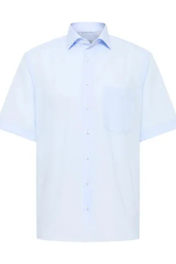 ETERNA Hemd hellblau Comfort Fit Kurzarm Popeline