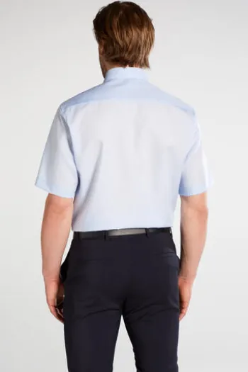 ETERNA Hemd hellblau Comfort Fit Kurzarm Popeline