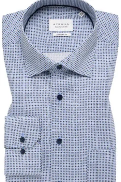 ETERNA Hemd himmelblau gemustert Comfort Fit Langarm