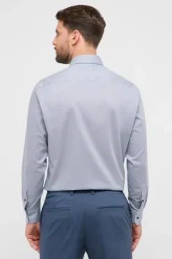 ETERNA Hemd himmelblau gemustert Comfort Fit Langarm