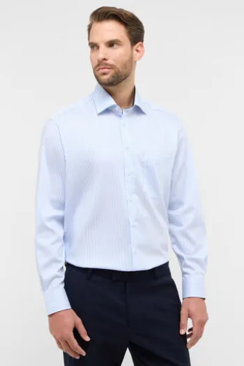 ETERNA Hemd himmelblau gestreift comfort fit Langarm