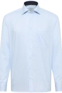 ETERNA Hemd himmelblau gestreift comfort fit Langarm