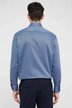 ETERNA Hemd marine gemustert Comfort Fit Langarm