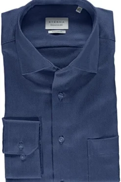ETERNA Hemd marine gemustert Comfort Fit Langarm