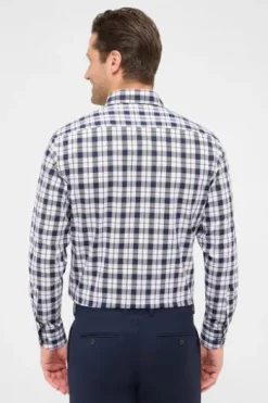 ETERNA Hemd marine kariert Modern Fit Langarm