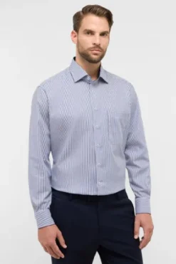 ETERNA Hemd navy gestreift comfort fit Langarm