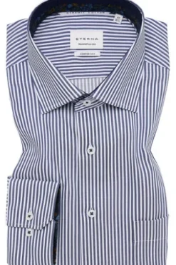 ETERNA Hemd navy gestreift comfort fit Langarm
