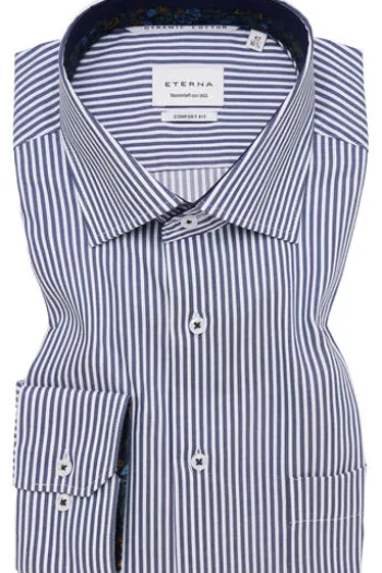 ETERNA Hemd navy gestreift comfort fit Langarm
