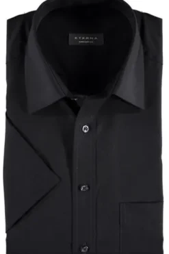ETERNA Hemd schwarz Comfort Fit Kurzam Popeline